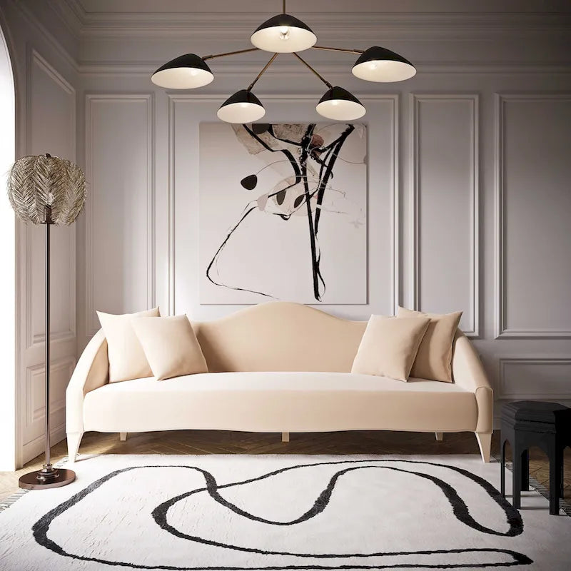 Canapé 3 places en velours de 244 cm, canapé de salon moderne, assise profonde, style contemporain