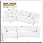 Canapé sectionnel bouclé en forme de L de 259 cm, design rétro incurvé, 2 pièces, aucun assemblage requis