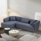 Canapé sectionnel bouclé en forme de L de 259 cm, design rétro incurvé, 2 pièces, aucun assemblage requis