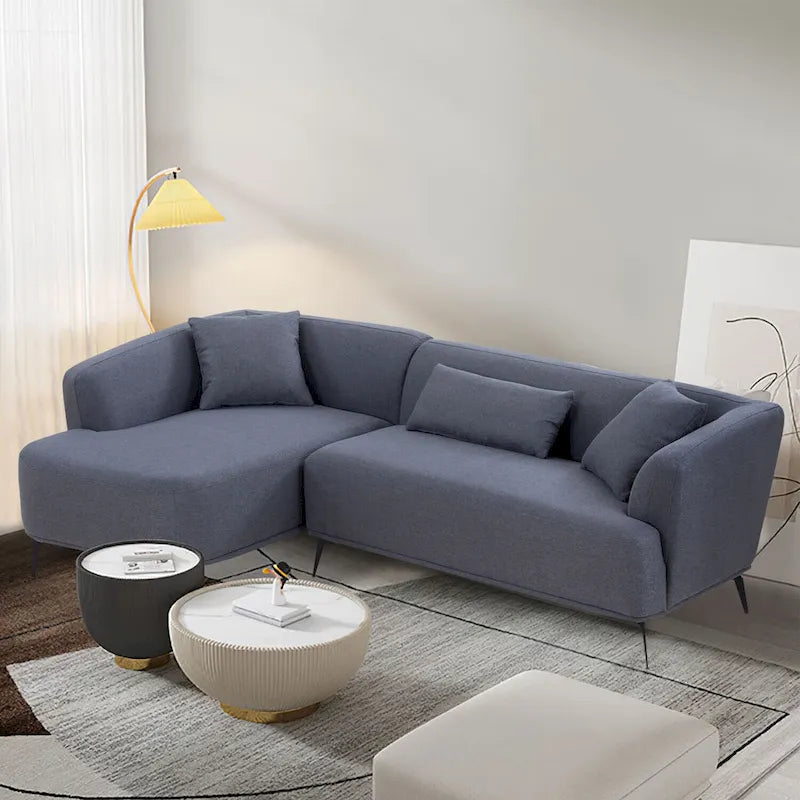 Canapé sectionnel bouclé en forme de L de 259 cm, design rétro incurvé, 2 pièces, aucun assemblage requis