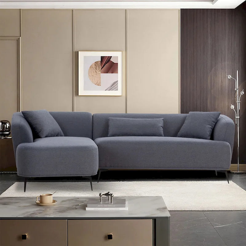 Canapé sectionnel bouclé en forme de L de 259 cm, design rétro incurvé, 2 pièces, aucun assemblage requis