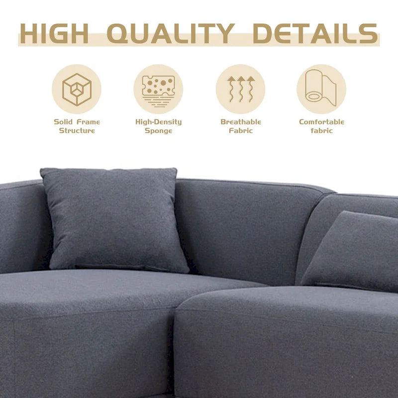 Canapé sectionnel bouclé en forme de L de 259 cm, design rétro incurvé, 2 pièces, aucun assemblage requis