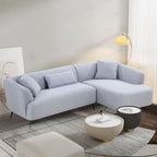 Canapé sectionnel bouclé en forme de L de 259 cm, design rétro incurvé, 2 pièces, aucun assemblage requis