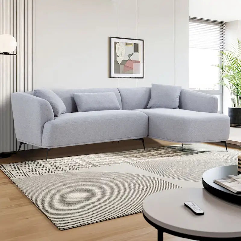 Canapé sectionnel bouclé en forme de L de 259 cm, design rétro incurvé, 2 pièces, aucun assemblage requis