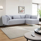 Canapé sectionnel bouclé en forme de L de 259 cm, design rétro incurvé, 2 pièces, aucun assemblage requis