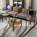 Moril Transitional 41-inch Steel Round 3-Piece Coffee Table and Side Tables Set by Furniture of America