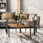 Ensemble de 3 tables basses et tables d'appoint rondes en acier de 104 cm, style de transition