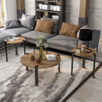 Ensemble de 3 tables basses et tables d'appoint rondes en acier de 104 cm, style de transition