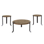 Ensemble de 3 tables basses et tables d'appoint rondes en acier de 104 cm, style de transition