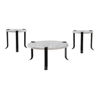 Ensemble de 3 tables basses et tables d'appoint rondes en acier de 104 cm, style de transition