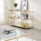 Console de canapé 42" en verre à 2 étagères, salon contemporain