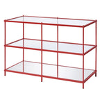 Console de canapé 42" en verre à 2 étagères, salon contemporain