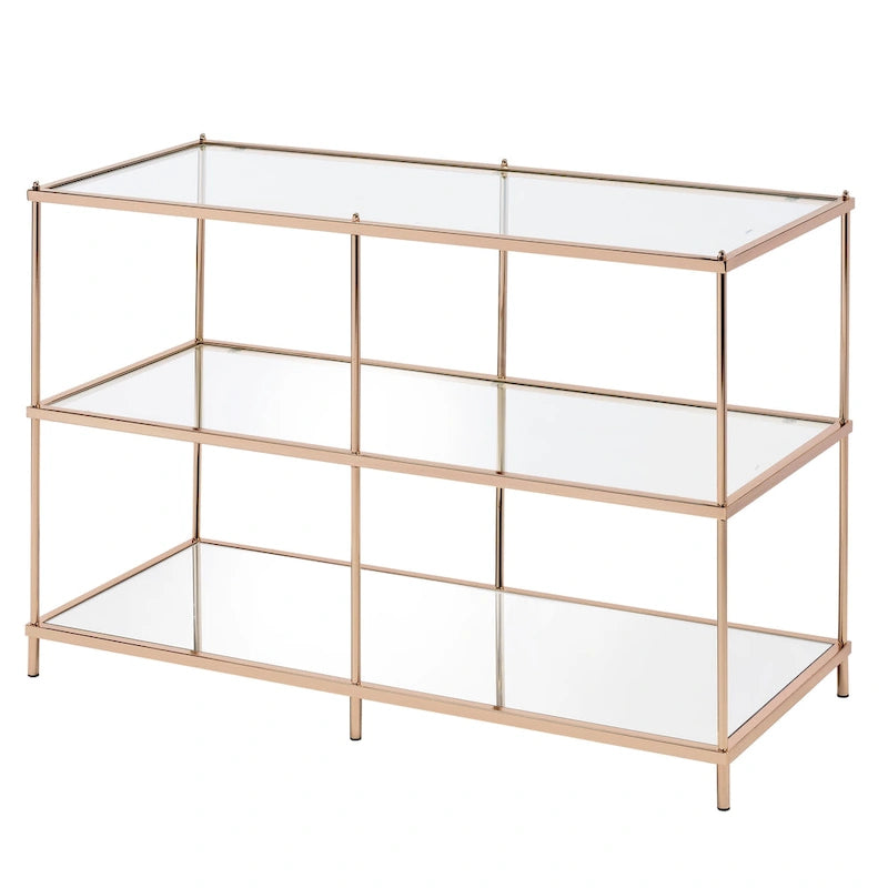 Console de canapé 42" en verre à 2 étagères, salon contemporain