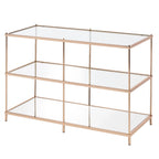 Console de canapé 42" en verre à 2 étagères, salon contemporain