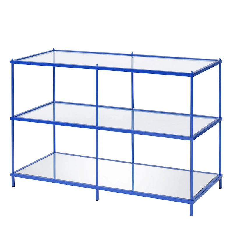 Console de canapé 42" en verre à 2 étagères, salon contemporain