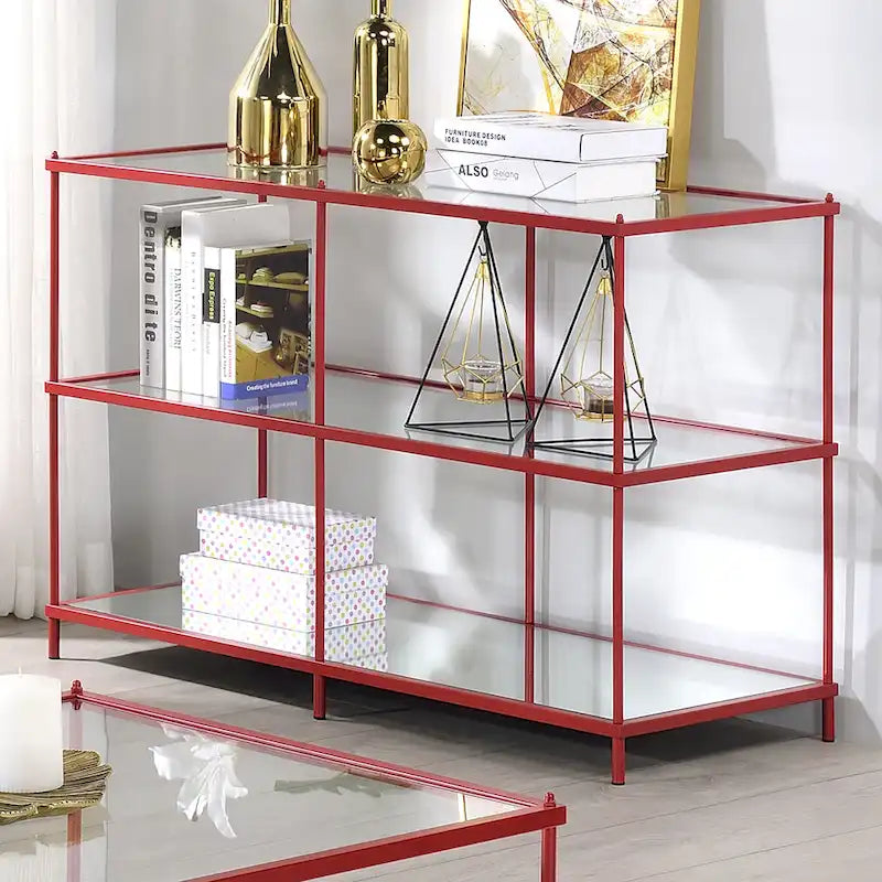 Console de canapé 42" en verre à 2 étagères, salon contemporain