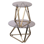 24 Table d'appoint ronde en verre à champagne et fer - 22x22x24.25