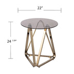 24 Table d'appoint ronde en verre à champagne et fer - 22x22x24.25