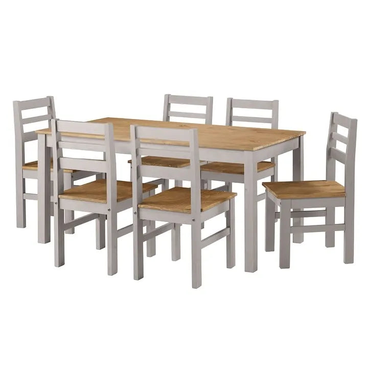 Table à manger rectangulaire en bois recyclé, style rustique fermier
