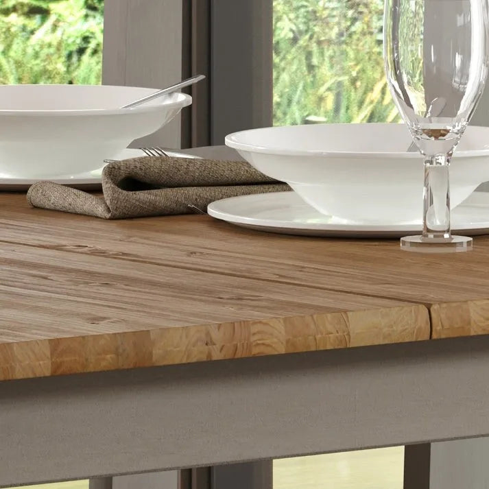 Table à manger rectangulaire en bois recyclé, style rustique fermier