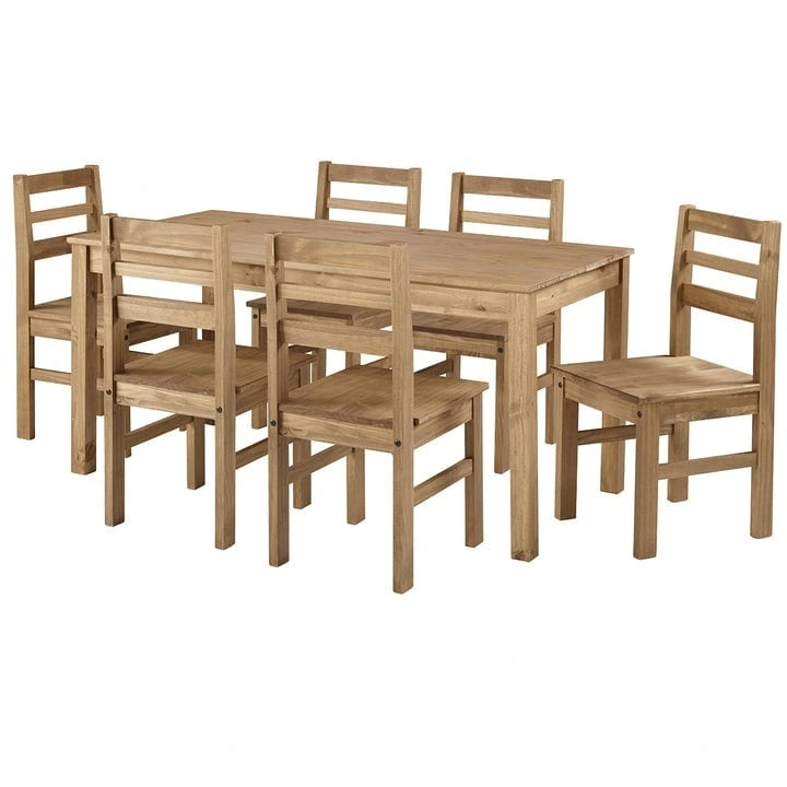 Table à manger rectangulaire en bois recyclé, style rustique fermier