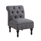 Fauteuil crapaud Chesterfield sans accoudoirs, capitonnage à boutons, pieds en bois massif, touche décorative pour salon