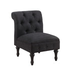 Fauteuil crapaud Chesterfield sans accoudoirs, capitonnage à boutons, pieds en bois massif, touche décorative pour salon