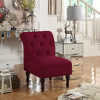 Fauteuil crapaud Chesterfield sans accoudoirs, capitonnage à boutons, pieds en bois massif, touche décorative pour salon