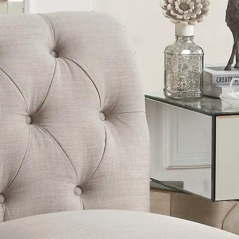 Fauteuil crapaud Chesterfield sans accoudoirs, capitonnage à boutons, pieds en bois massif, touche décorative pour salon