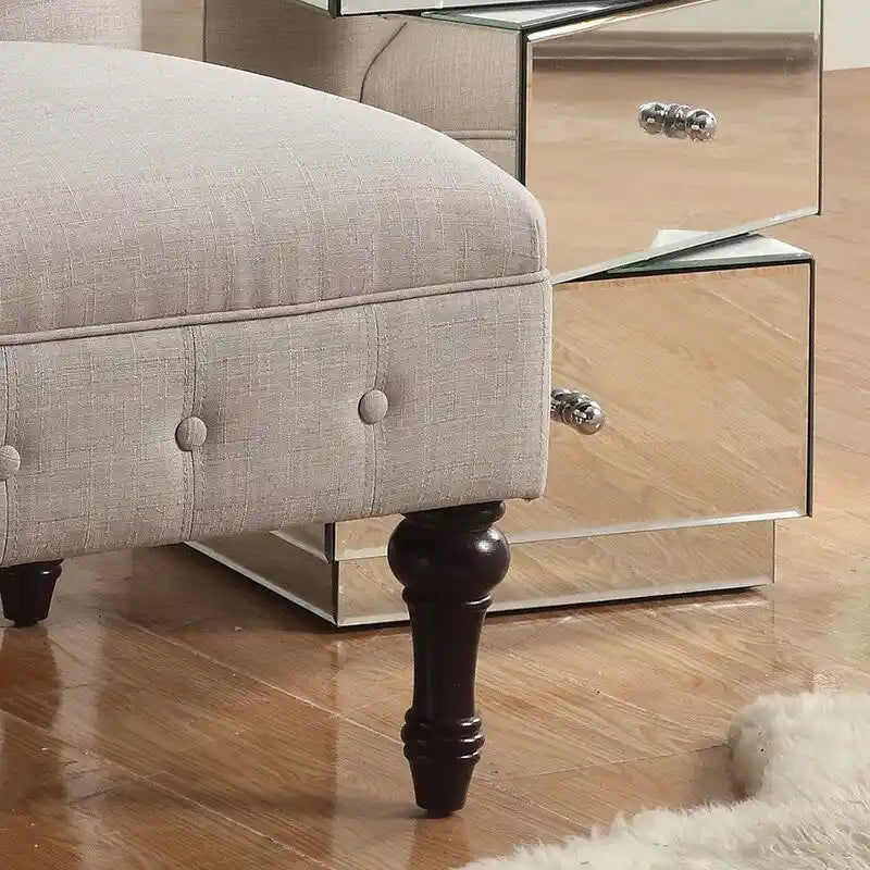 Fauteuil crapaud Chesterfield sans accoudoirs, capitonnage à boutons, pieds en bois massif, touche décorative pour salon