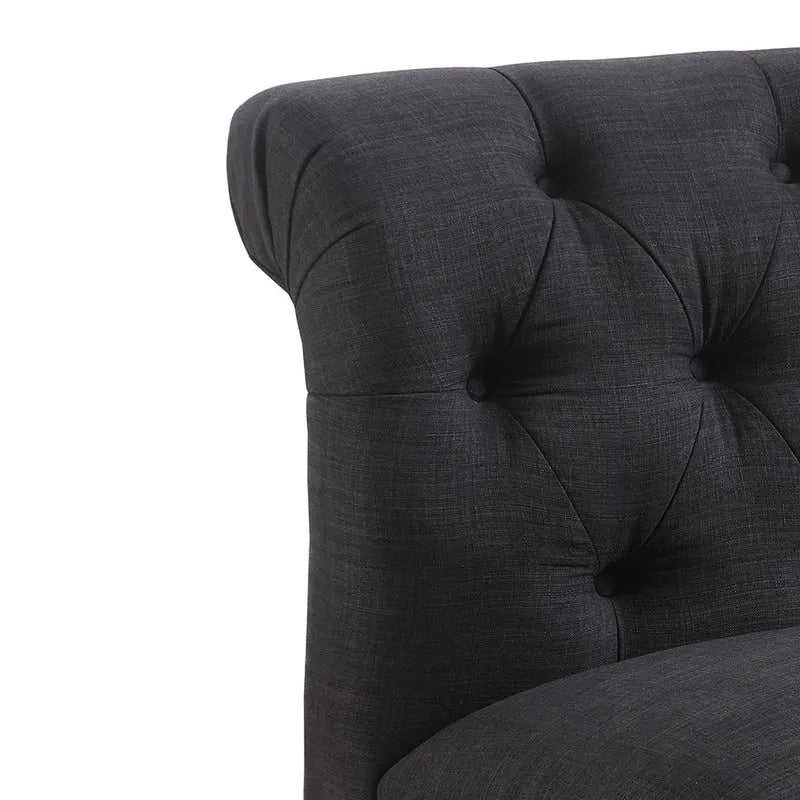 Fauteuil crapaud Chesterfield sans accoudoirs, capitonnage à boutons, pieds en bois massif, touche décorative pour salon
