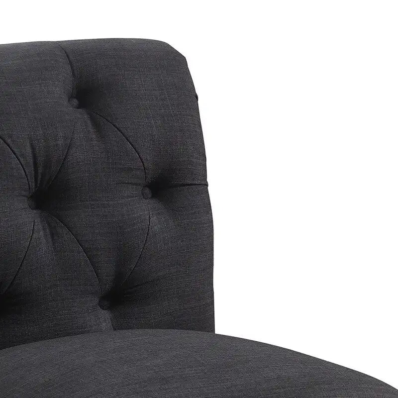 Fauteuil crapaud Chesterfield sans accoudoirs, capitonnage à boutons, pieds en bois massif, touche décorative pour salon