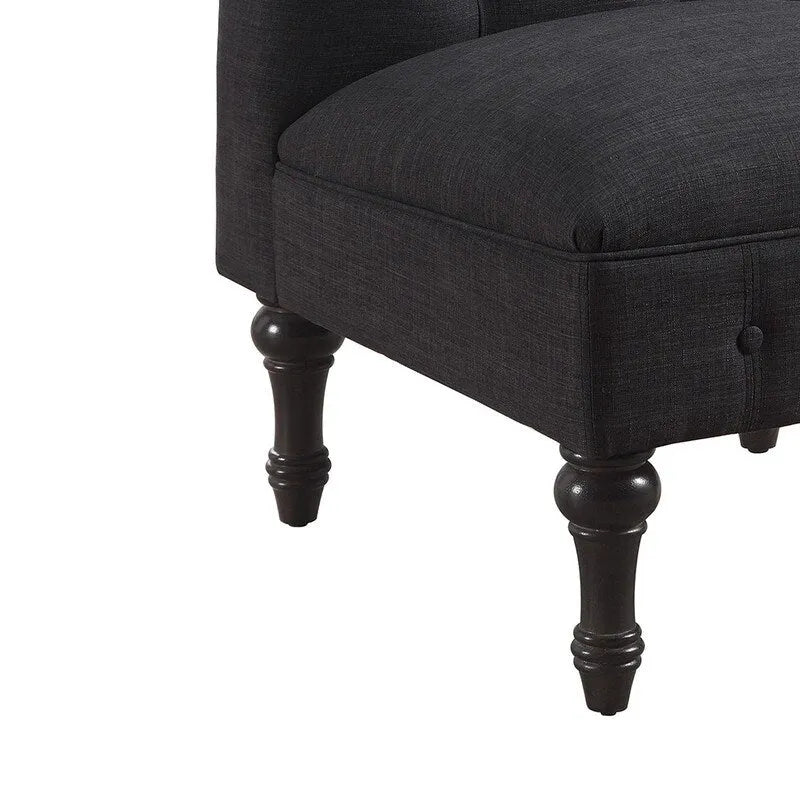 Fauteuil crapaud Chesterfield sans accoudoirs, capitonnage à boutons, pieds en bois massif, touche décorative pour salon
