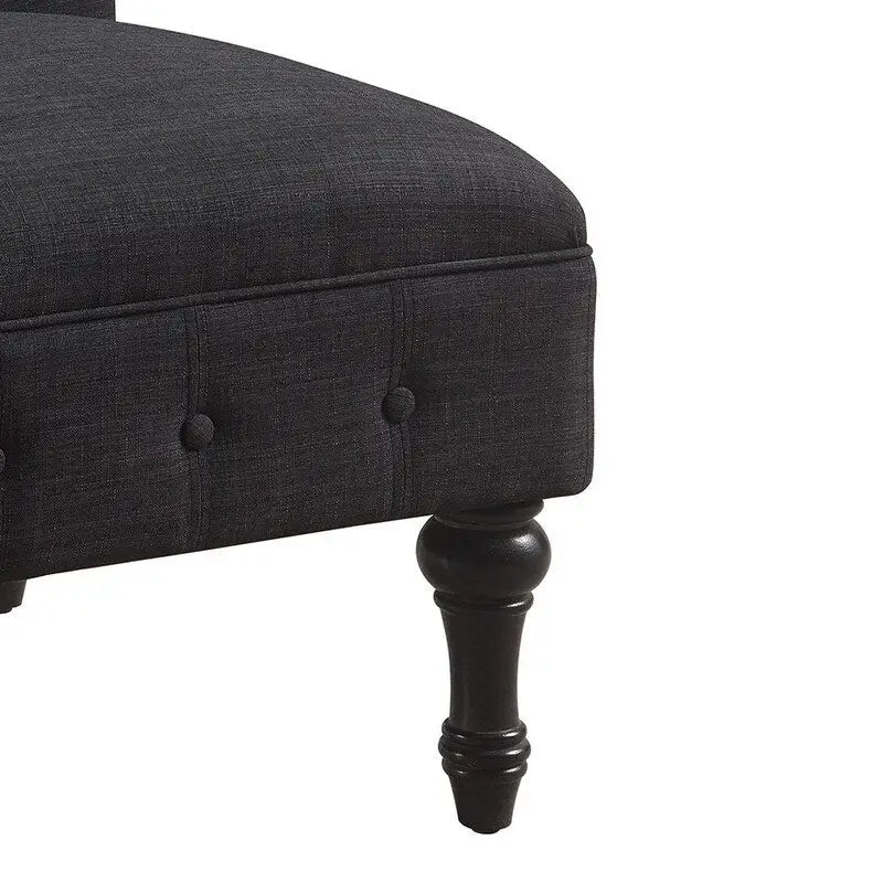 Fauteuil crapaud Chesterfield sans accoudoirs, capitonnage à boutons, pieds en bois massif, touche décorative pour salon