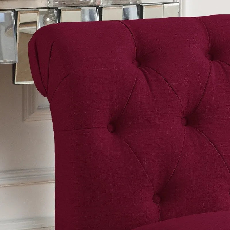 Fauteuil crapaud Chesterfield sans accoudoirs, capitonnage à boutons, pieds en bois massif, touche décorative pour salon