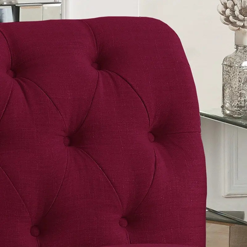 Fauteuil crapaud Chesterfield sans accoudoirs, capitonnage à boutons, pieds en bois massif, touche décorative pour salon