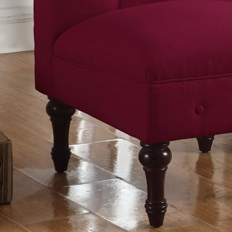 Fauteuil crapaud Chesterfield sans accoudoirs, capitonnage à boutons, pieds en bois massif, touche décorative pour salon