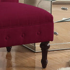 Fauteuil crapaud Chesterfield sans accoudoirs, capitonnage à boutons, pieds en bois massif, touche décorative pour salon