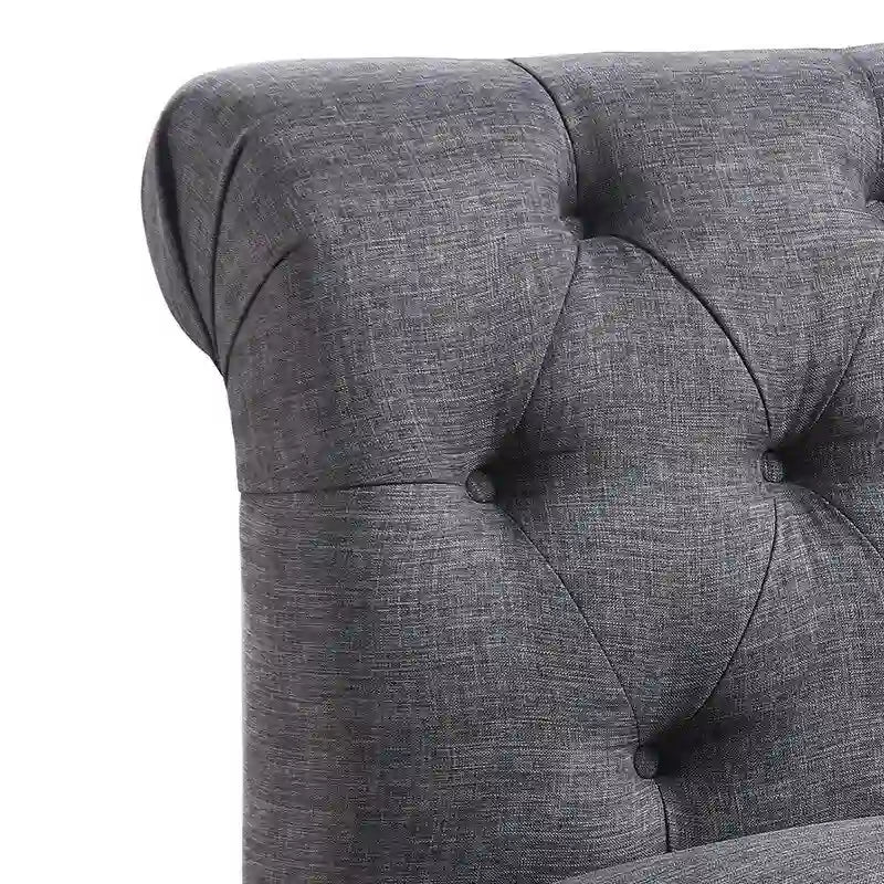 Fauteuil crapaud Chesterfield sans accoudoirs, capitonnage à boutons, pieds en bois massif, touche décorative pour salon