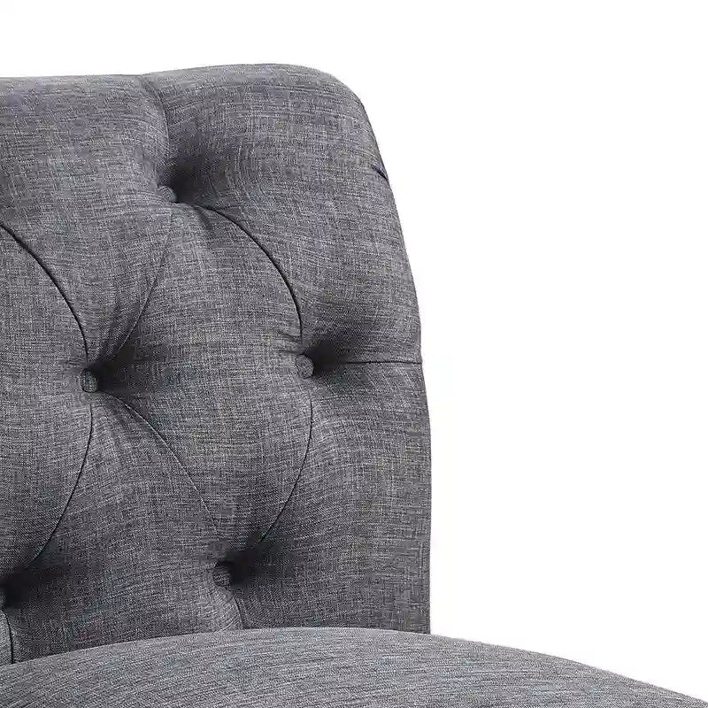 Fauteuil crapaud Chesterfield sans accoudoirs, capitonnage à boutons, pieds en bois massif, touche décorative pour salon