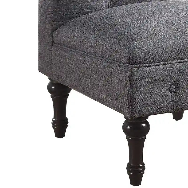 Fauteuil crapaud Chesterfield sans accoudoirs, capitonnage à boutons, pieds en bois massif, touche décorative pour salon
