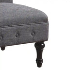 Fauteuil crapaud Chesterfield sans accoudoirs, capitonnage à boutons, pieds en bois massif, touche décorative pour salon