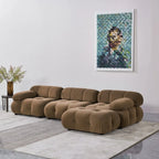 Canapé d'angle modulaire 4 places rembourré, tissu chenille/velours, mousse injectée, structure en bois