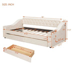 Lit de repos rembourré avec 2 tiroirs de rangement, cadre de lit de repos double avec accoudoirs de rangement et port USB, cadre de lit-canapé pour chambre à coucher