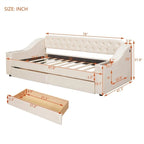Lit de repos rembourré avec 2 tiroirs de rangement, cadre de lit de repos double avec accoudoirs de rangement et port USB, cadre de lit-canapé pour chambre à coucher