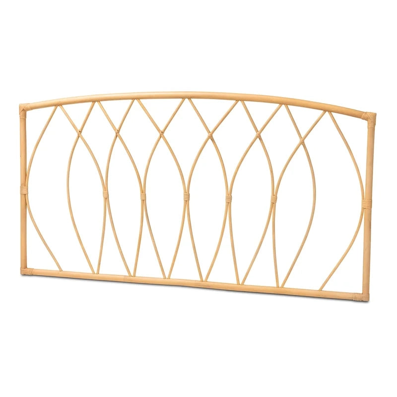 Tête de lit Queen murale en rotin naturel, fabriquée à la main, ornements en bambou, 162,1 cm de large
