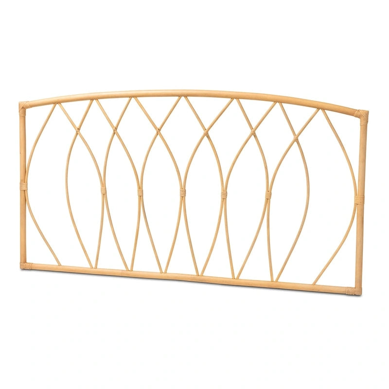 Tête de lit Queen murale en rotin naturel, fabriquée à la main, ornements en bambou, 162,1 cm de large