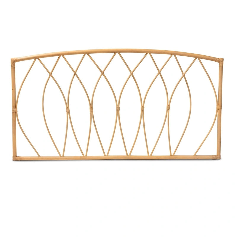 Tête de lit Queen murale en rotin naturel, fabriquée à la main, ornements en bambou, 162,1 cm de large