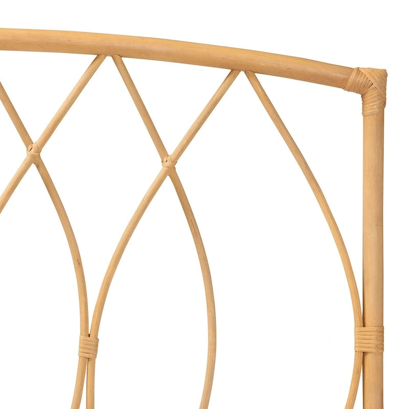 Tête de lit Queen murale en rotin naturel, fabriquée à la main, ornements en bambou, 162,1 cm de large