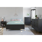 Table de chevet noire avec 2 tiroirs, rangement de chambre moderne
